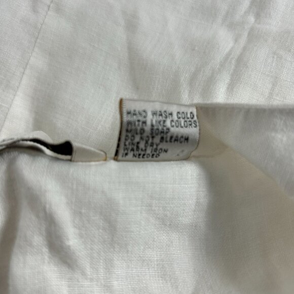 Edward Womens Irish Linen Split Neck Embroidered Top Blouse XL White Long Sleeve - Picture 4 of 7